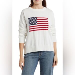 Vigoss Women's American Flag Pullover White Sweater USA 🇺🇸 NWT M L